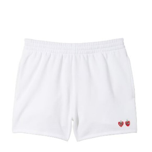 PINK Victoria's Secret Pants - VS Pink Ivy Fleece Campus Shorts Optic White Strawberry L NWT
